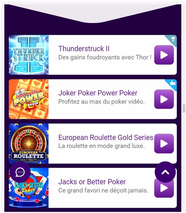Application mobile du casino Jackpot City
