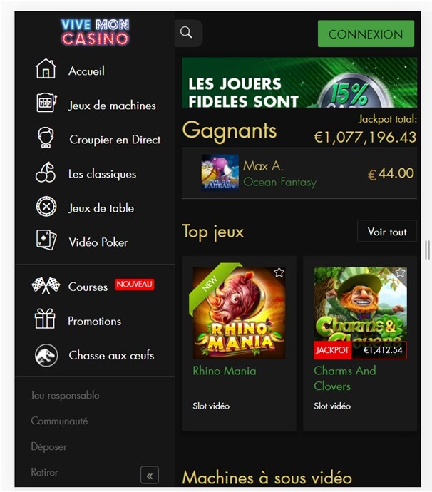 Vive mon Casino Casino en ligne français convivial pour jouer aux machines à sous et aux jeux de casino